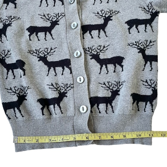 Forever 21 Reindeer Crop Cardigan Sweater Small S/P Deer Gray Black - Picture 8 of 12